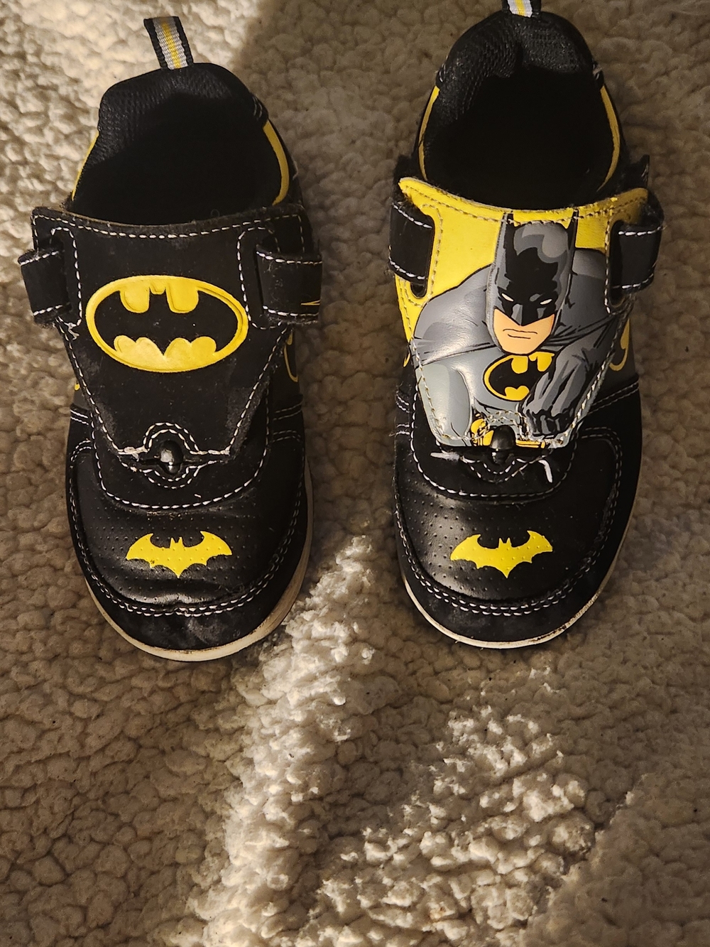 Batman Kids Black and Yellow Velcro Sneakers with Logo